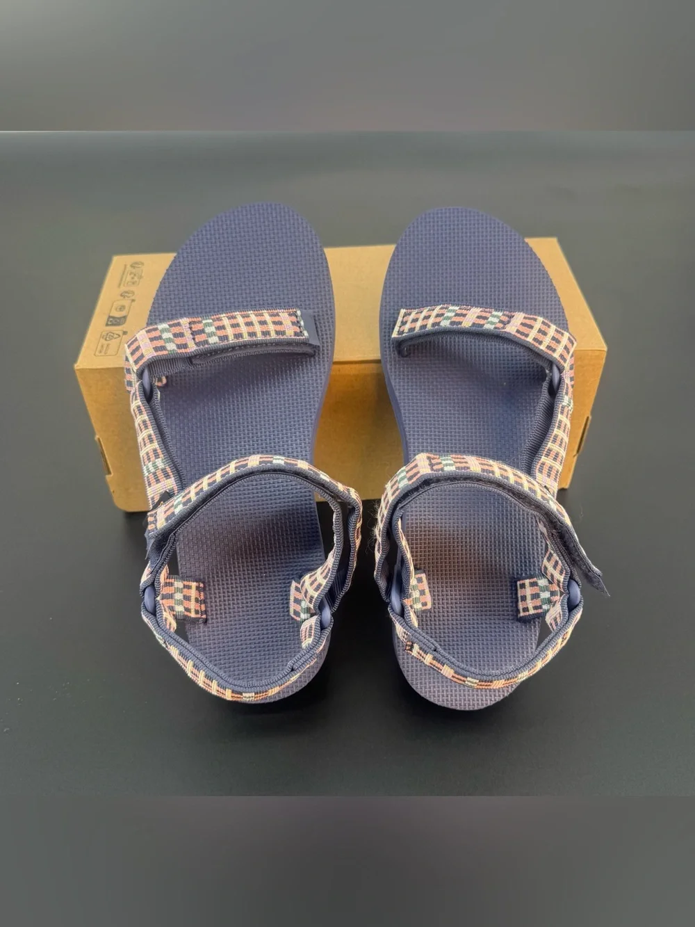 Teva Women Navy and Pink Geometric Strap Sandal Size 10